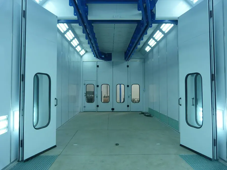 Liquid coating booth interior