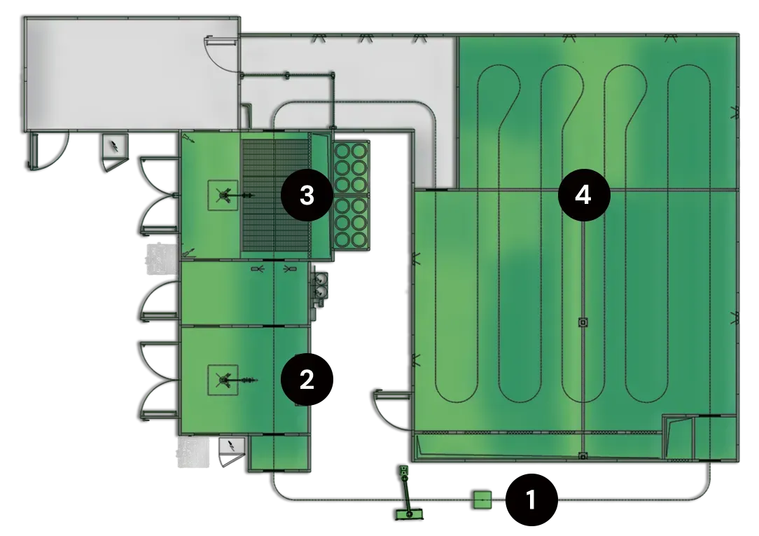 Automatic wet coating line Alcadrain line layout numbered