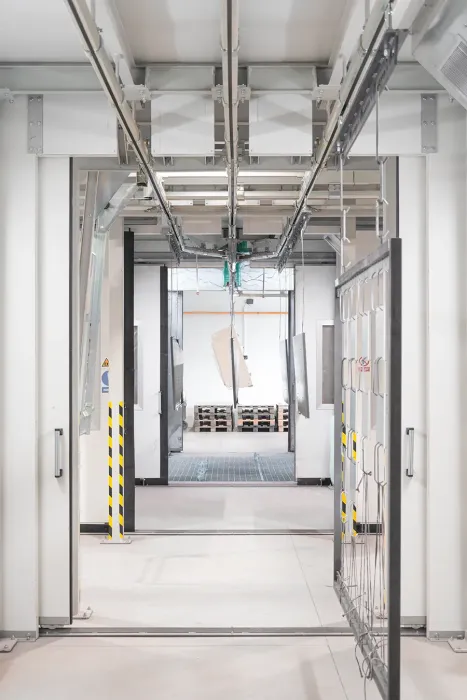View through the coating line close-up