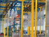 Parts on conveyor in coating facility