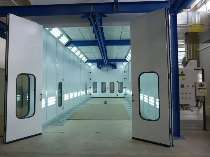 Coating booth side view at Menzi Muck