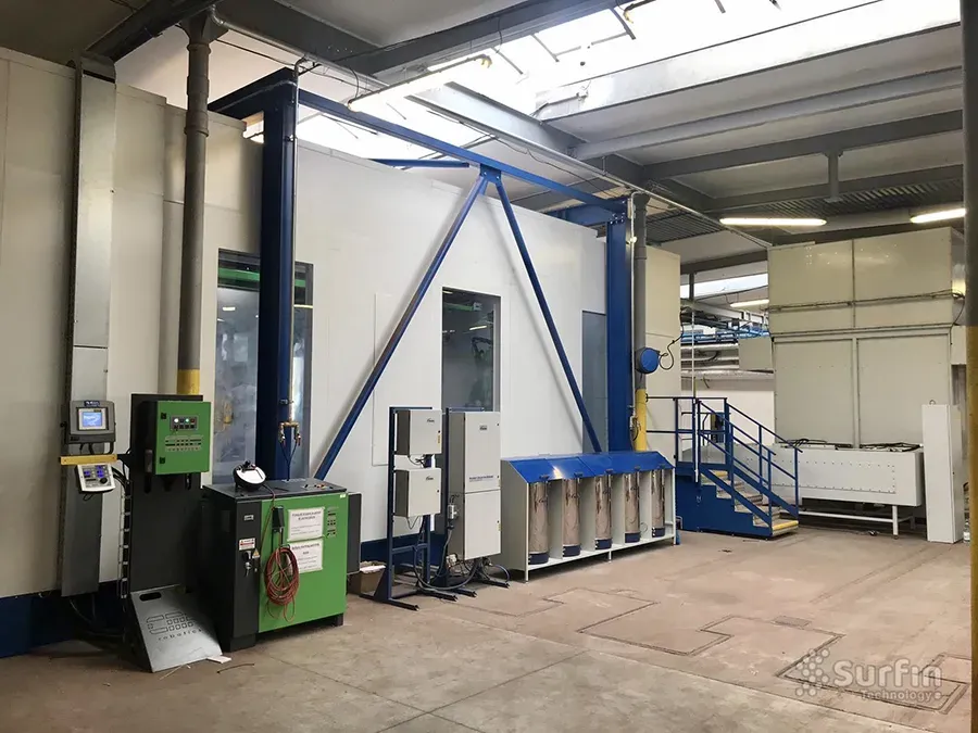 Robot control unit and powder coating storage