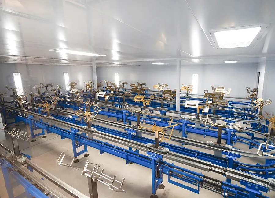 View of drying oven with floor conveyor