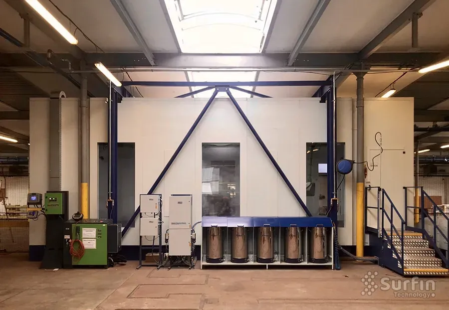 Exterior view of a coating booth