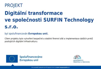 Plakát projektu Digitální transformace ve společnosti SURFIN Technology s.r.o. 