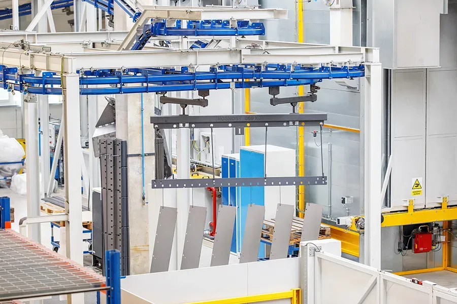Metal parts on Power and Free conveyor