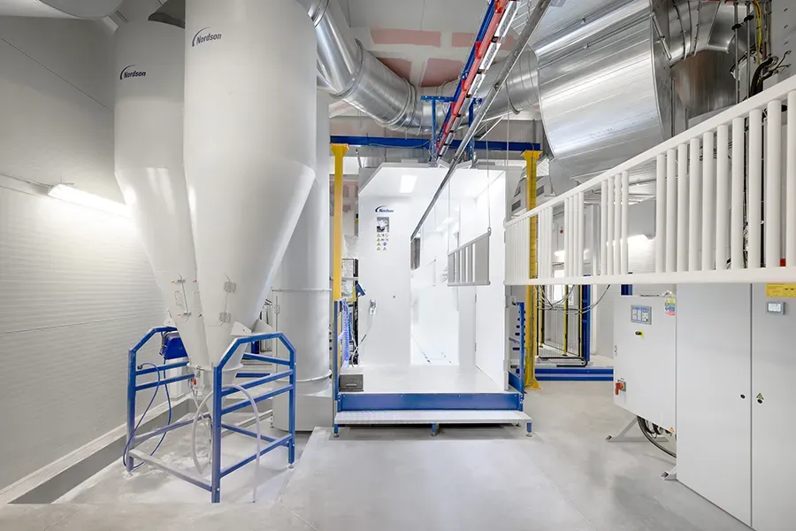 Finished part leaving coating line
