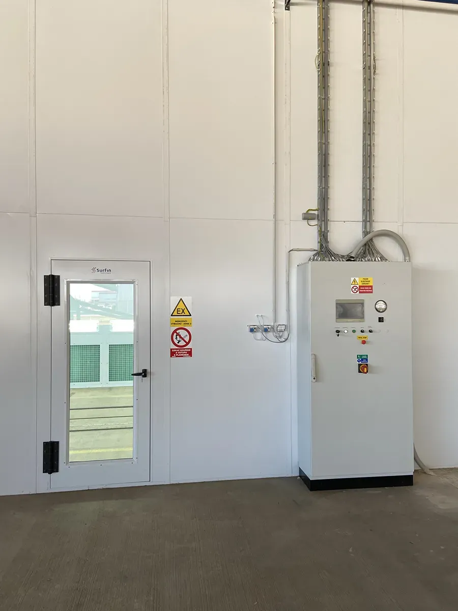 Coating booth side view