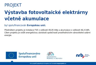 Plakát projektu Výstavba fotovoltaické elektrárny včetně akumulace