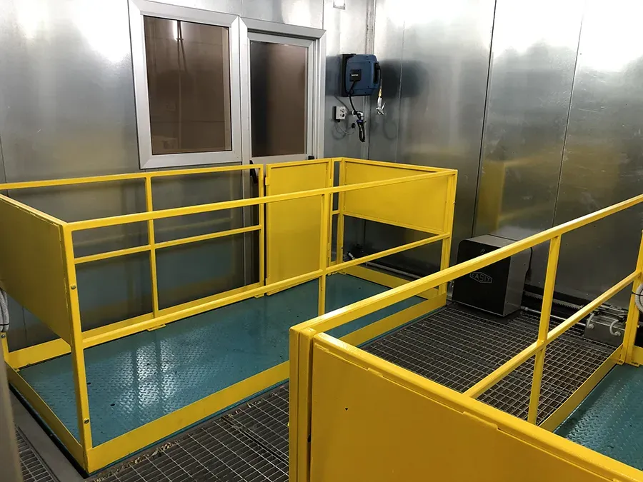 Yellow railing in coating line