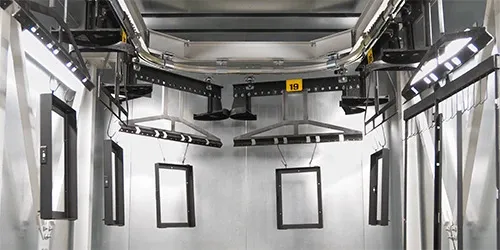 Drying oven with parts for curing