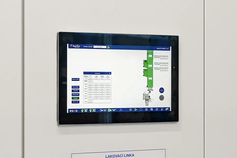 Hlavní panel řídicího systému ESCO