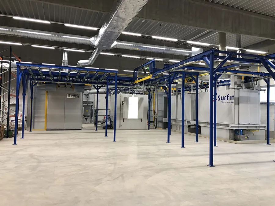 Coating line with overhead conveyor at LD Seating