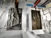 Metal parts going through a coating line