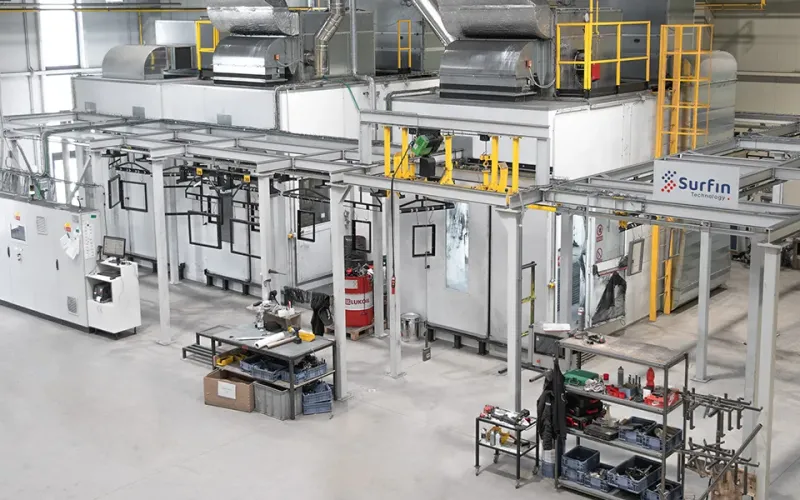 Wet coating line with manual overhead conveyor