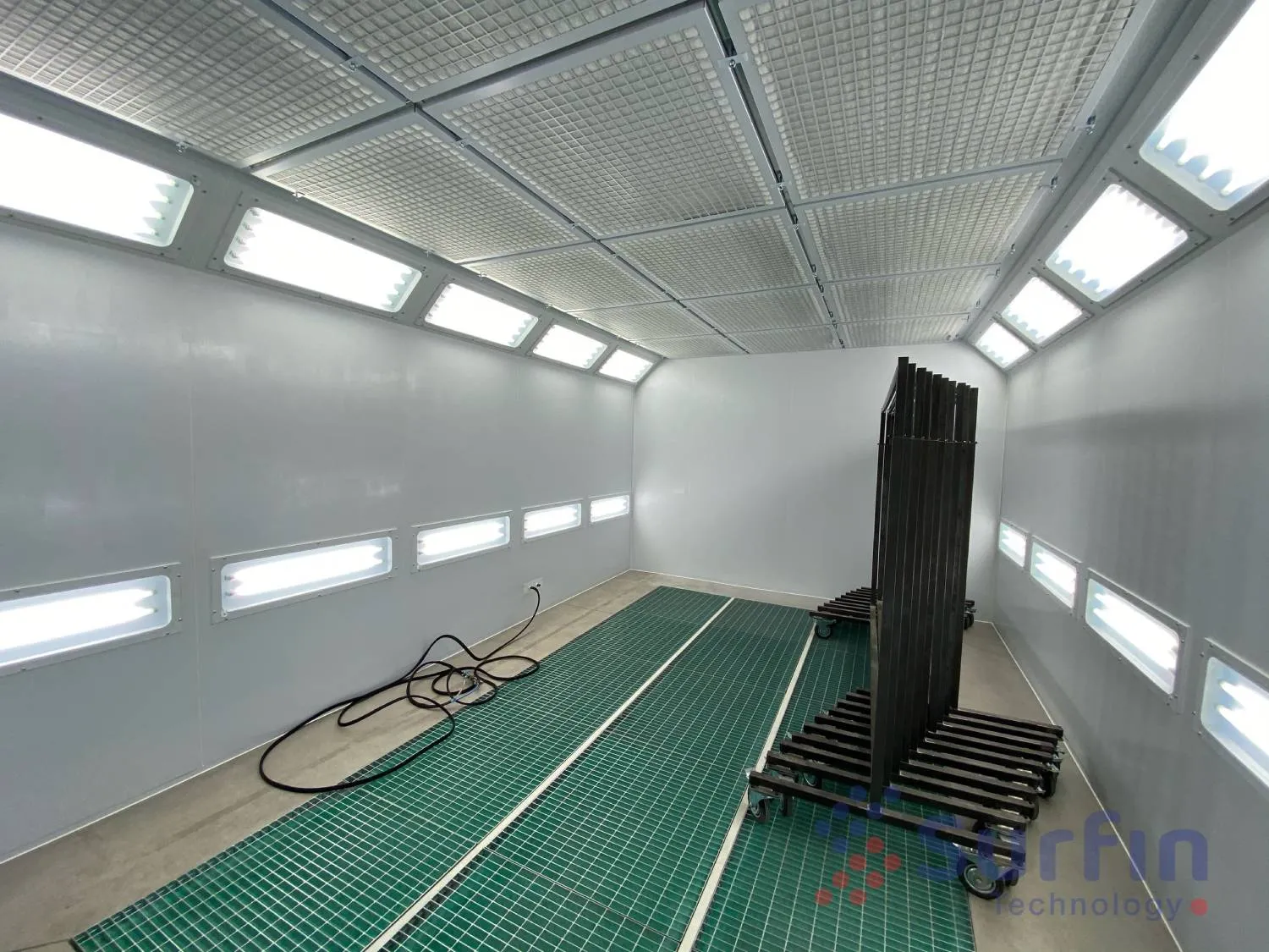 Wet coating booth inside view