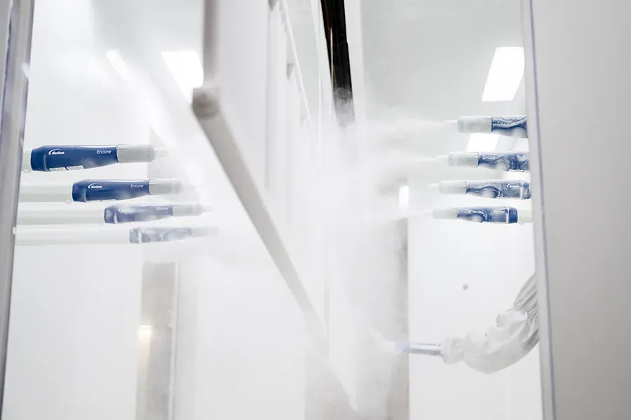 Radiator inside robotic coating line